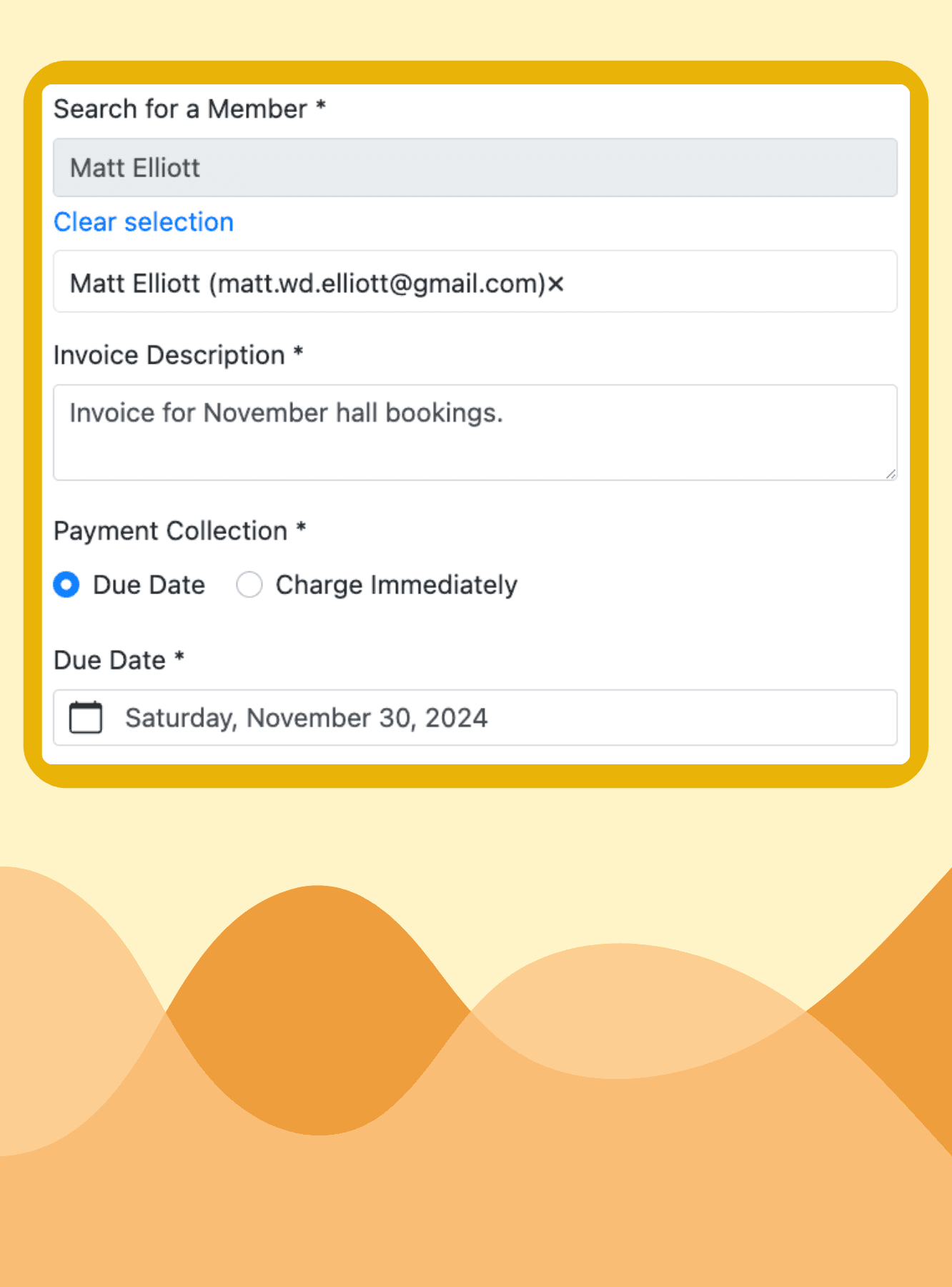 Automated invoice creation and damage deposit tracking interface
