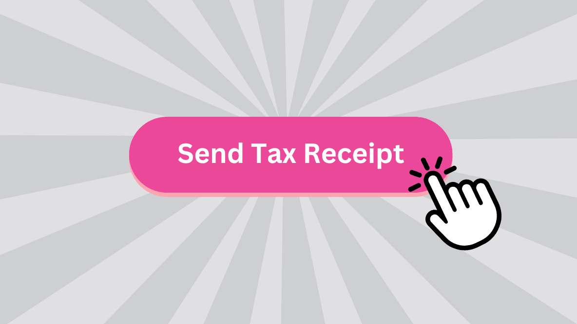 Automatic tax receipt generation showing receipt being emailed to donor